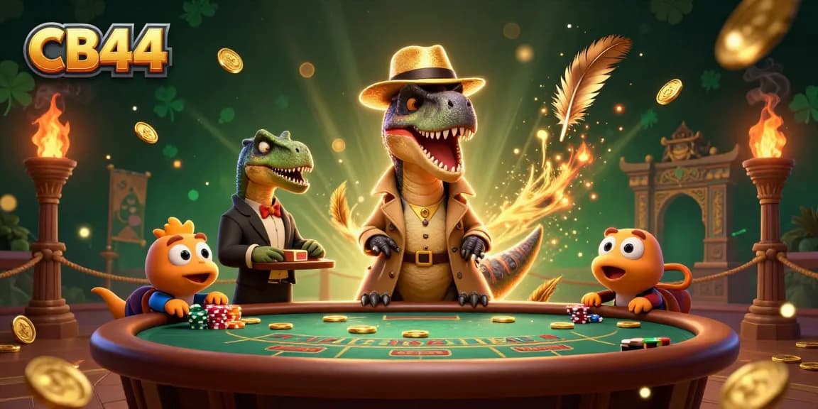 CB44 velociraptor at blackjack table, engaging in a playful gaming scene.