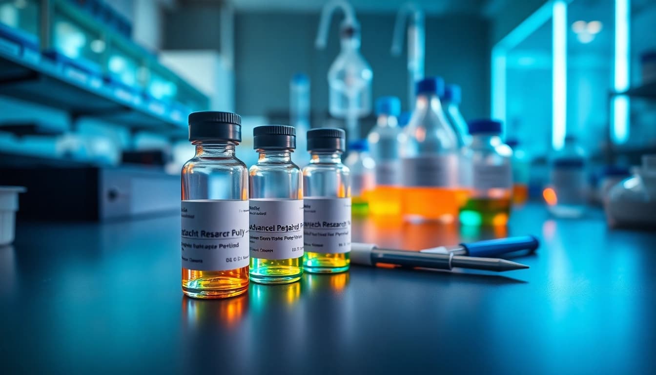 Showcase of research peptides in isolated vials highlighting their significance and clarity.