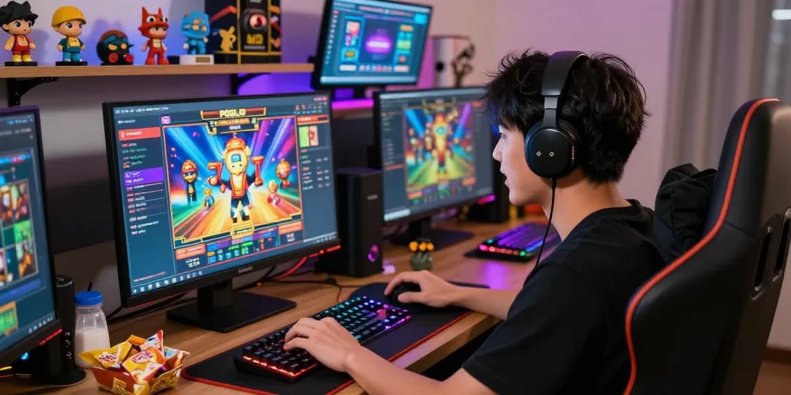 Engaged player experiencing we88 PGSLOT game in vibrant gaming environment.