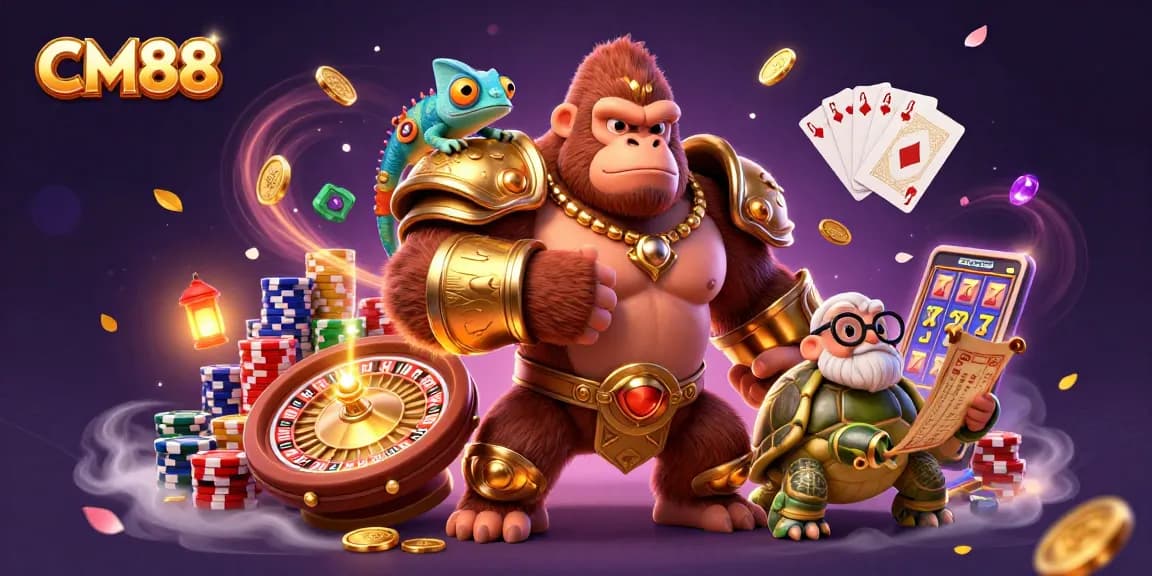 Experience thrilling gameplay at CM88 with exciting characters and spinning slots.