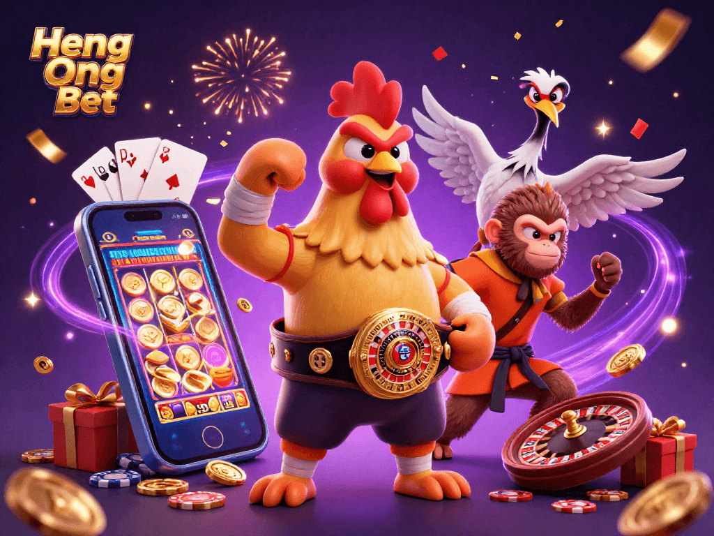 Experience thrilling action with Heng Ong Bet featuring vibrant casino elements and exciting characters.