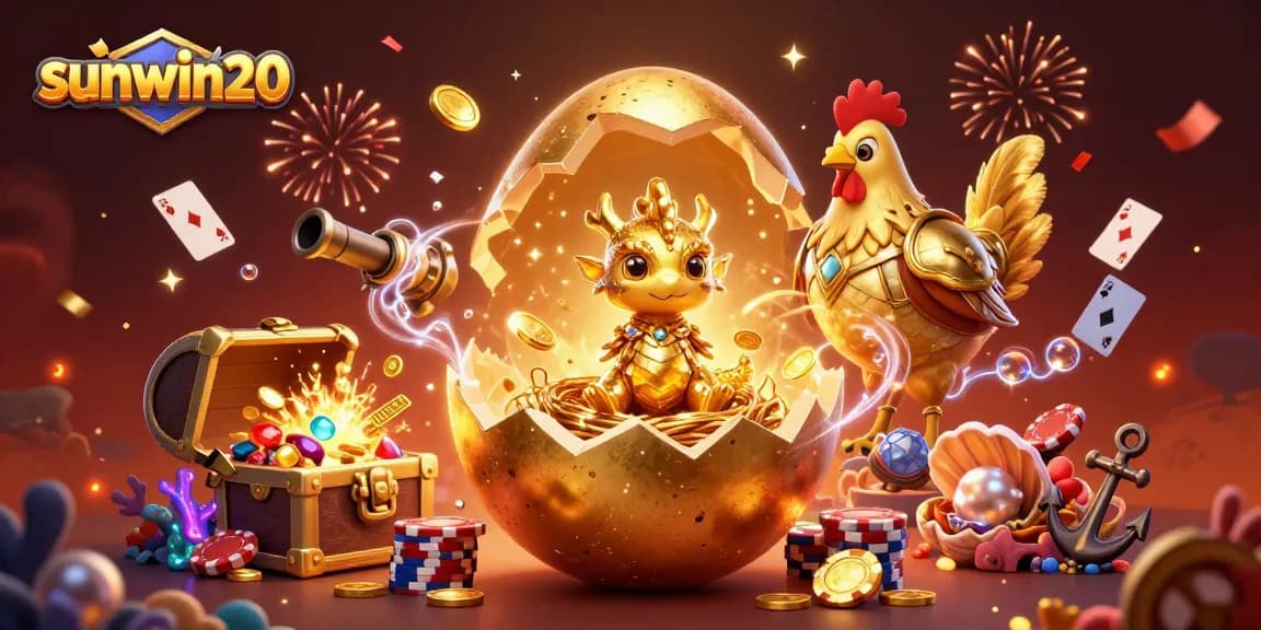 Experience exhilarating wins with sunwin20 in this vibrant casino-themed illustration.
