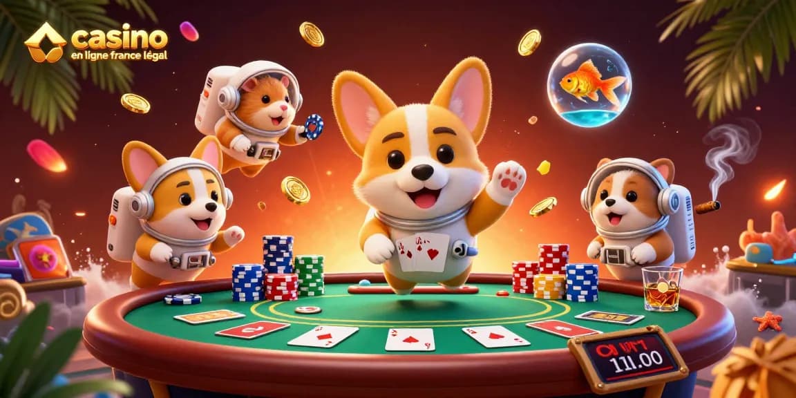 Jeu captivant dans un casino en ligne légal en France avec un corgi astronaute flottant.