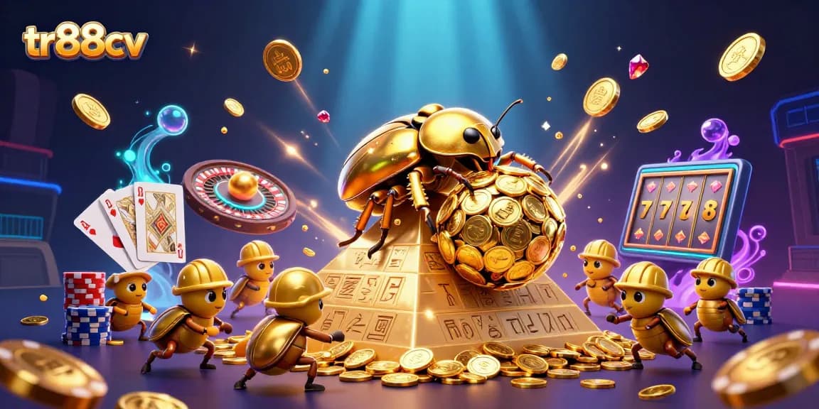 Experience the exciting casino world with tr88cv, featuring golden beetles and dynamic casino elements.