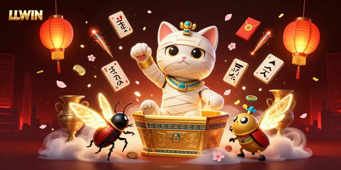 Join the thrilling adventure of LLWIN in a vivid pyramid casino as the Egyptian mummy cat unearths treasures!
