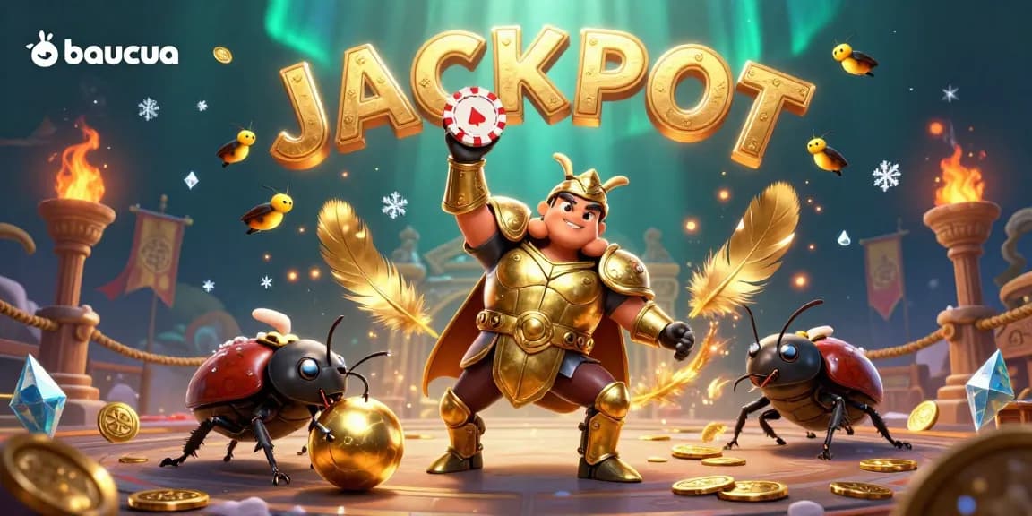 Experience the excitement of baucua with vibrant characters and casino environment in this digital illustration.