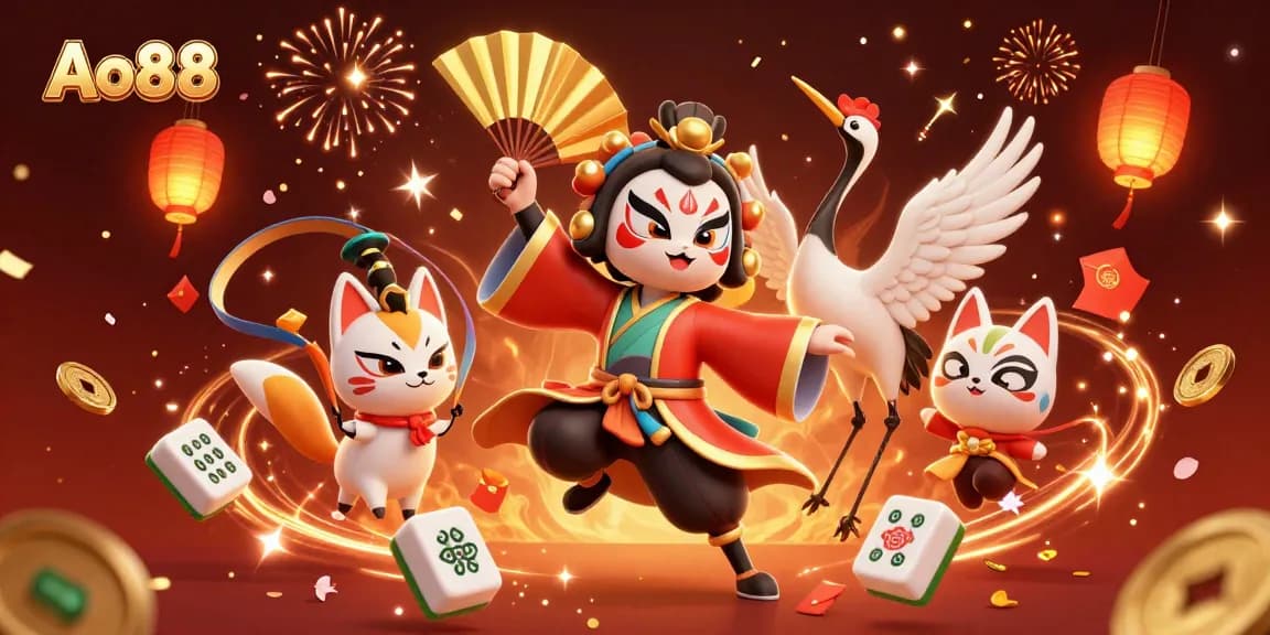 Experience thrilling gameplay at Ao88 with vibrant casino elements and dynamic characters.
