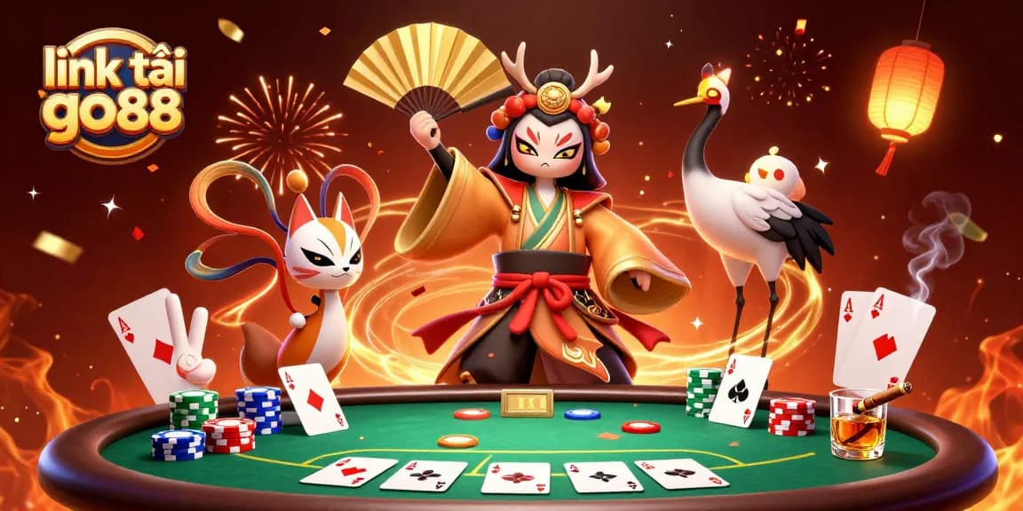 Play exciting games with the vibrant illustration of link tải go88 showcasing detailed casino elements.