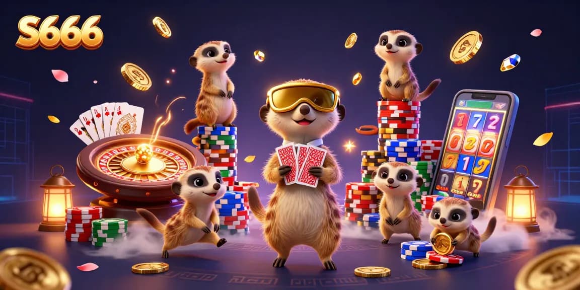 Experience S666 with meerkats running a vibrant casino operation filled with excitement and prizes.