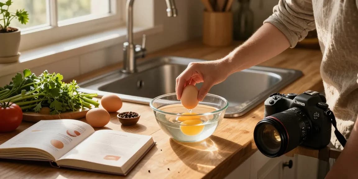 Uji kesegaran telur dengan Egg Float Test dari https://www.eggfloattest.com/contact yang dilakukan di dapur.