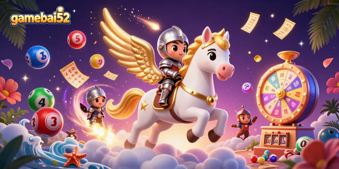 Play thrilling games at gamebai52 with captivating visuals of lottery balls and vibrant casino elements.