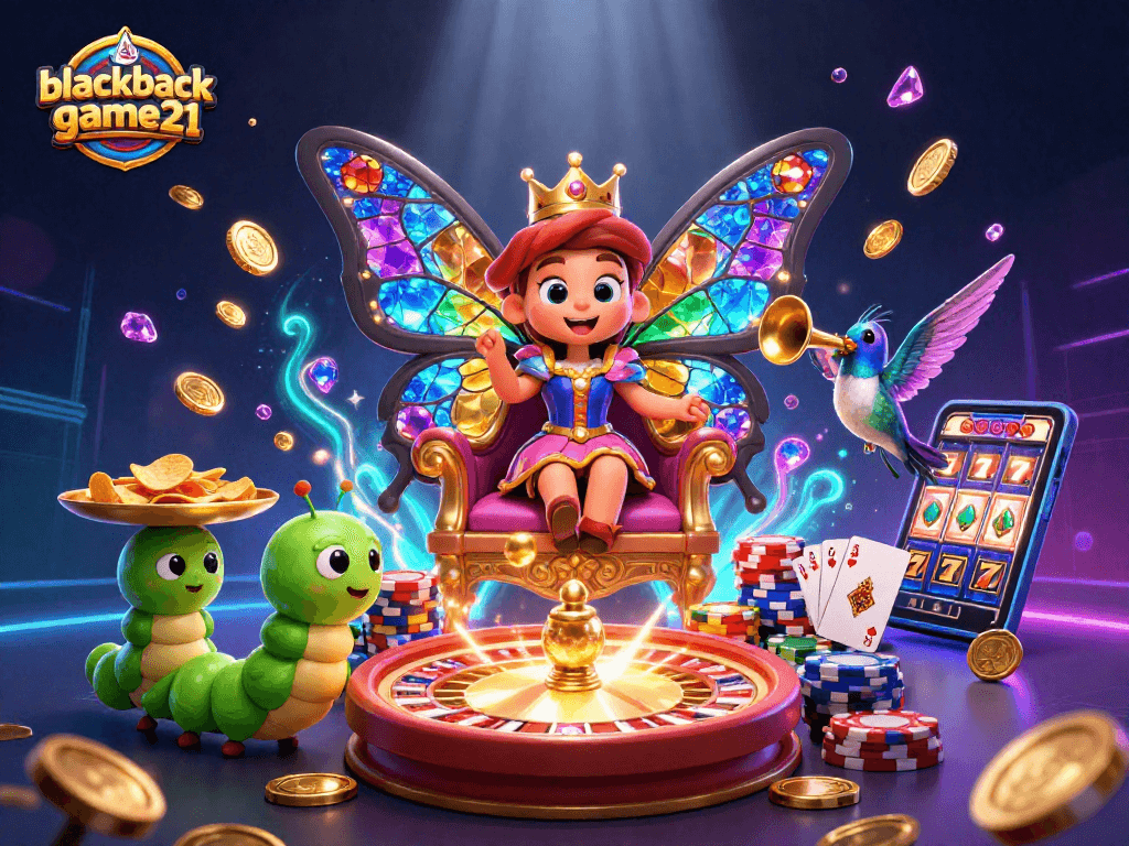 Experience excitement with blackjack-game21 in a vibrant 3D casino scene, showcasing dazzling game elements.