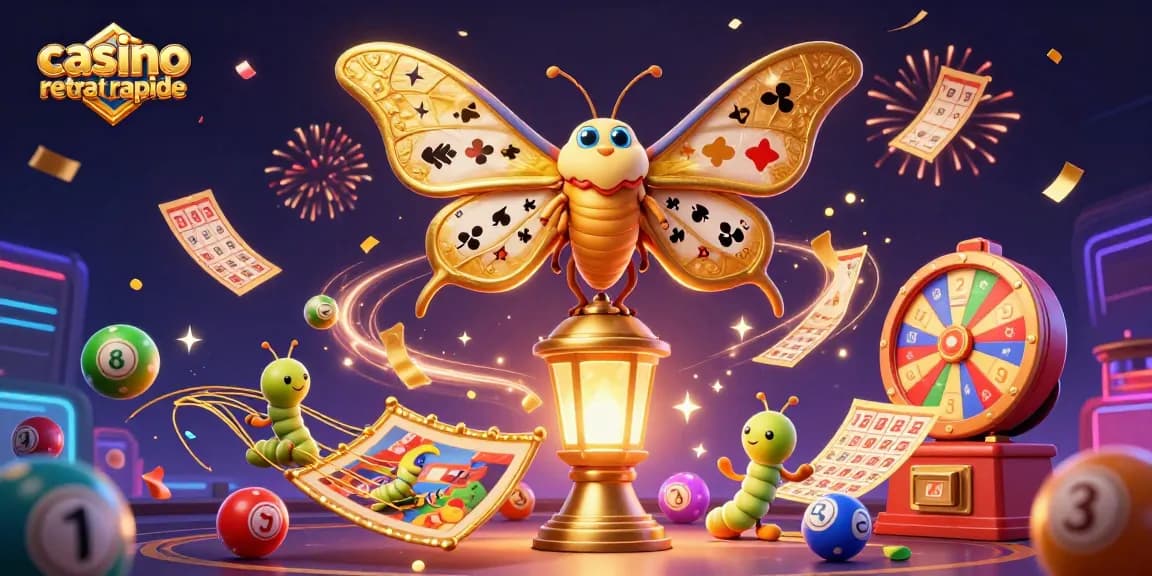 Profitez d'un casino retrait rapide avec des jeux animés et des personnages colorés dans une illustration vibrante.