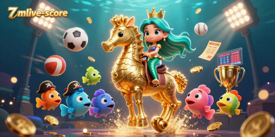 Experience thrilling gameplay with 7mlive-score in a vibrant casino underwater scene, showcasing action and excitement.