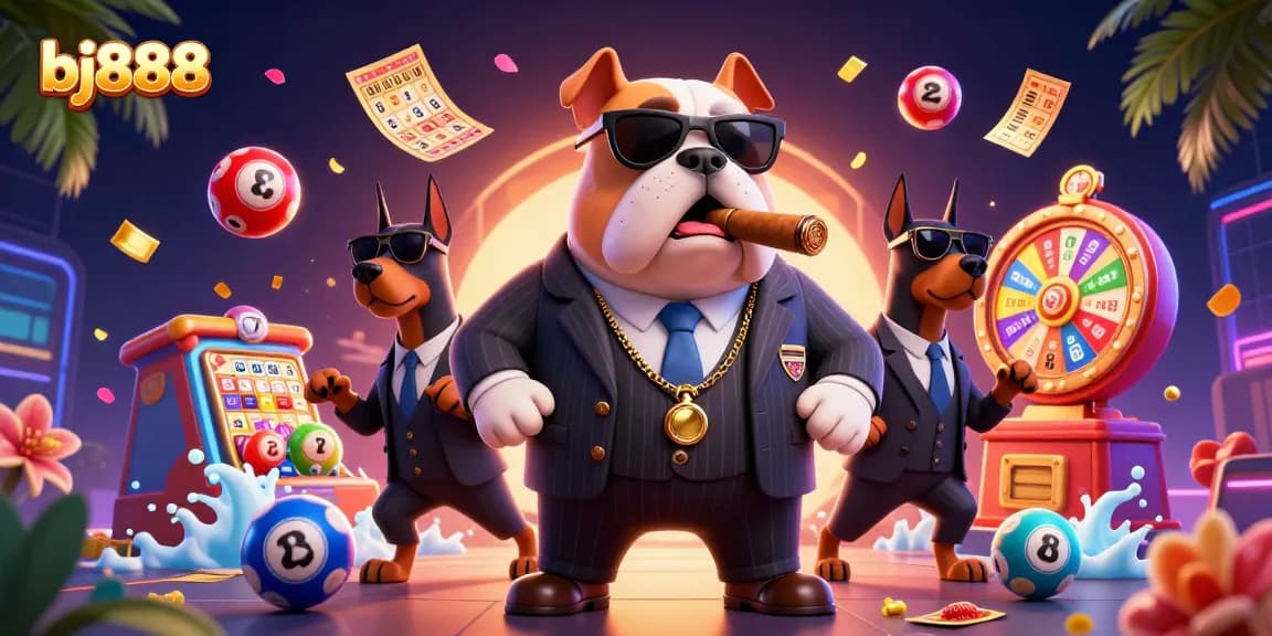 Experience thrilling gameplay at bj888 with colorful lottery balls and charismatic casino characters.