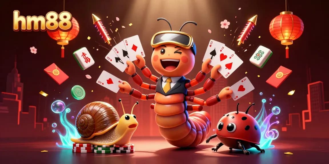 Experience the vibrant world of hm88 with 3D dealers and dynamic casino elements in this captivating illustration.