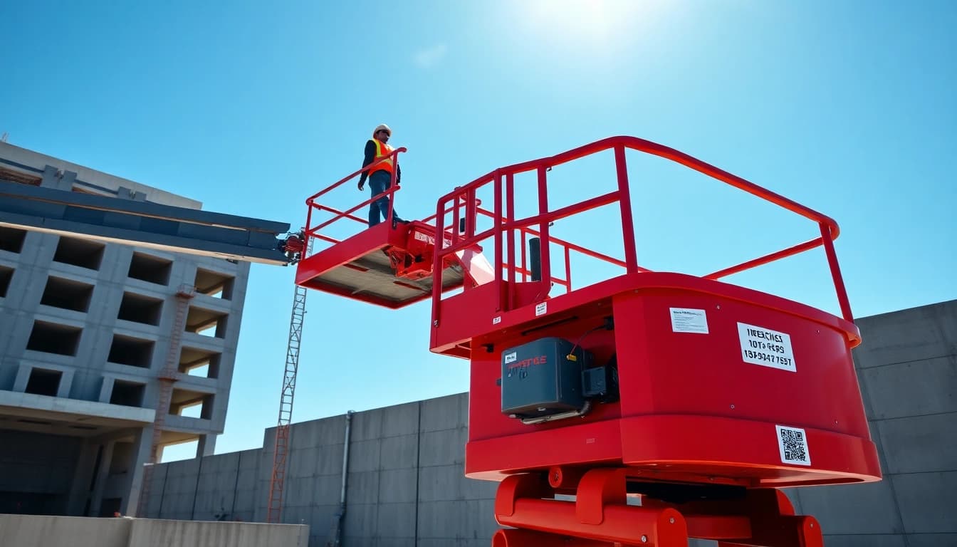 Cherry picker elevating a worker on a construction site, demonstrating its versatility and safety.