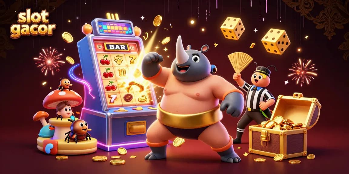 Melihat slot gacor dengan peluang besar pada ilustrasi kasino digital 3D yang menarik.