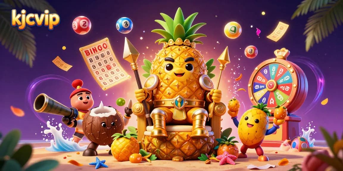 Engage with kjcvip in this colorful 3D casino scene filled with lottery fun and vibrant characters.