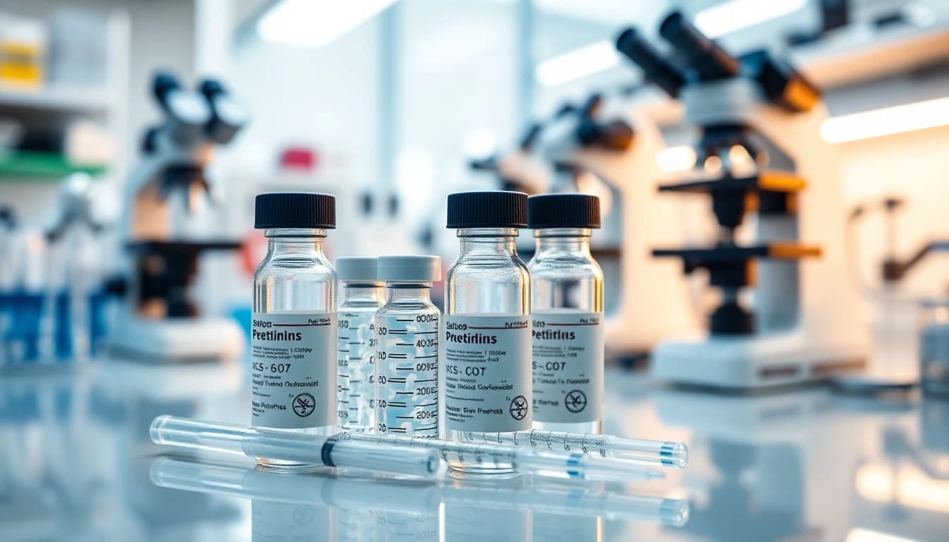Evaluating how much do peptides cost in a modern lab with vials and syringes.