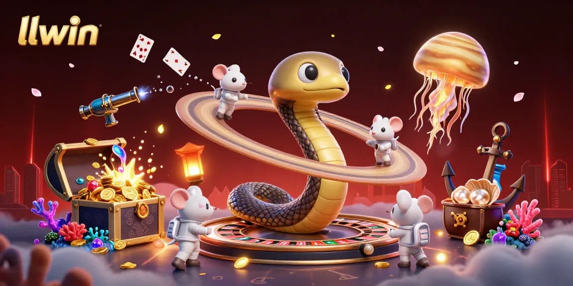 Immerse in llwin's unique betting universe, with astronaut mice wagering on a roulette-like Saturn ring.