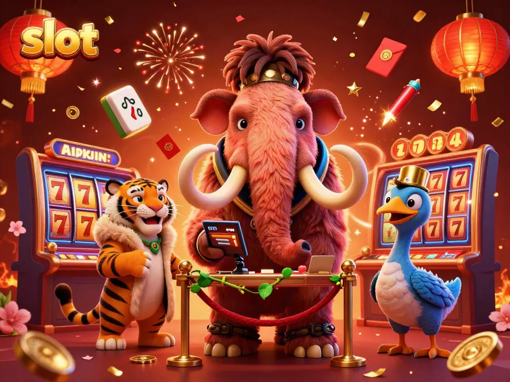 Slot mesin memperlihatkan petugas dan tamu VIP di kasino virtual dengan suasana penuh kemeriahan
