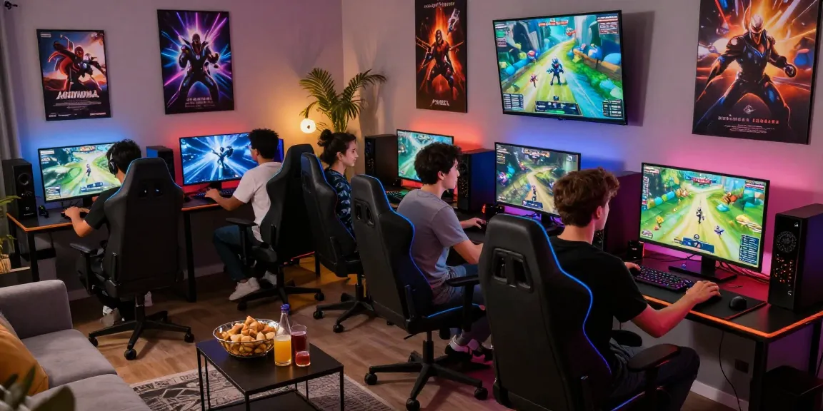 Exciting gaming scene depicting friends enjoying mantra88 login with vibrant atmosphere and modern gaming setup.