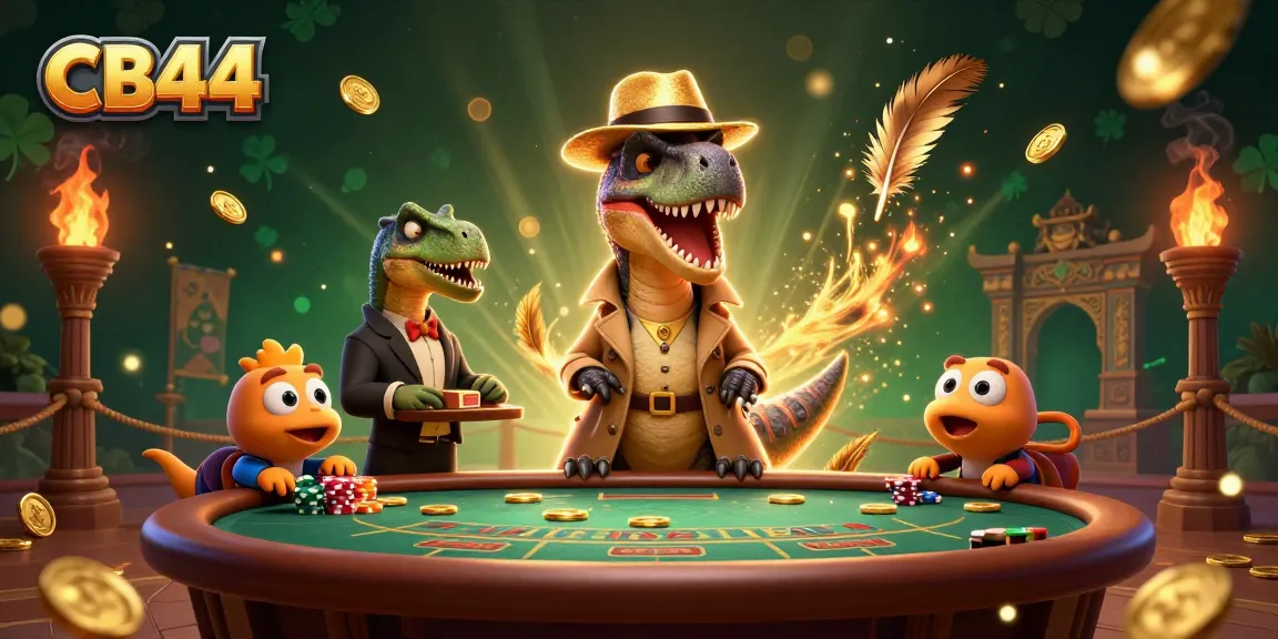 CB44 velociraptor at blackjack table, engaging in a playful gaming scene.
