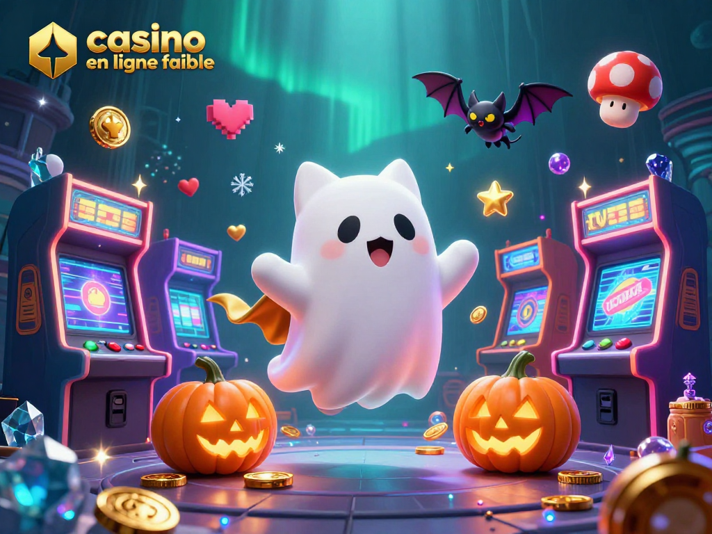 Visualisez un casino en ligne fiable avec un chat fantôme ludique et des éléments de jeu captivants.