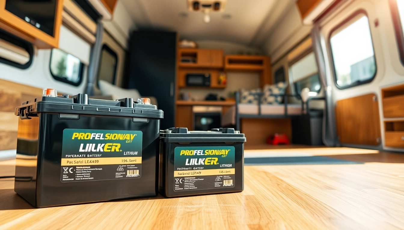 Showcasing high-performance lithium RV batteries in a modern camper setup.