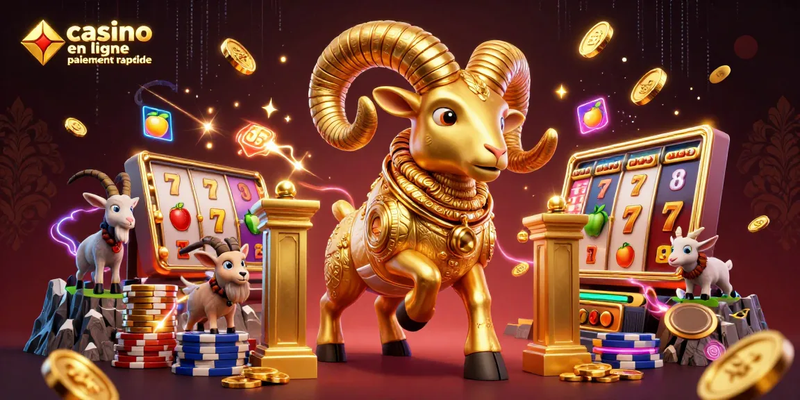 Faites l'expérience de paiements rapides dans le casino en ligne avec cette illustration captivante mettant en scène un bélier doré.