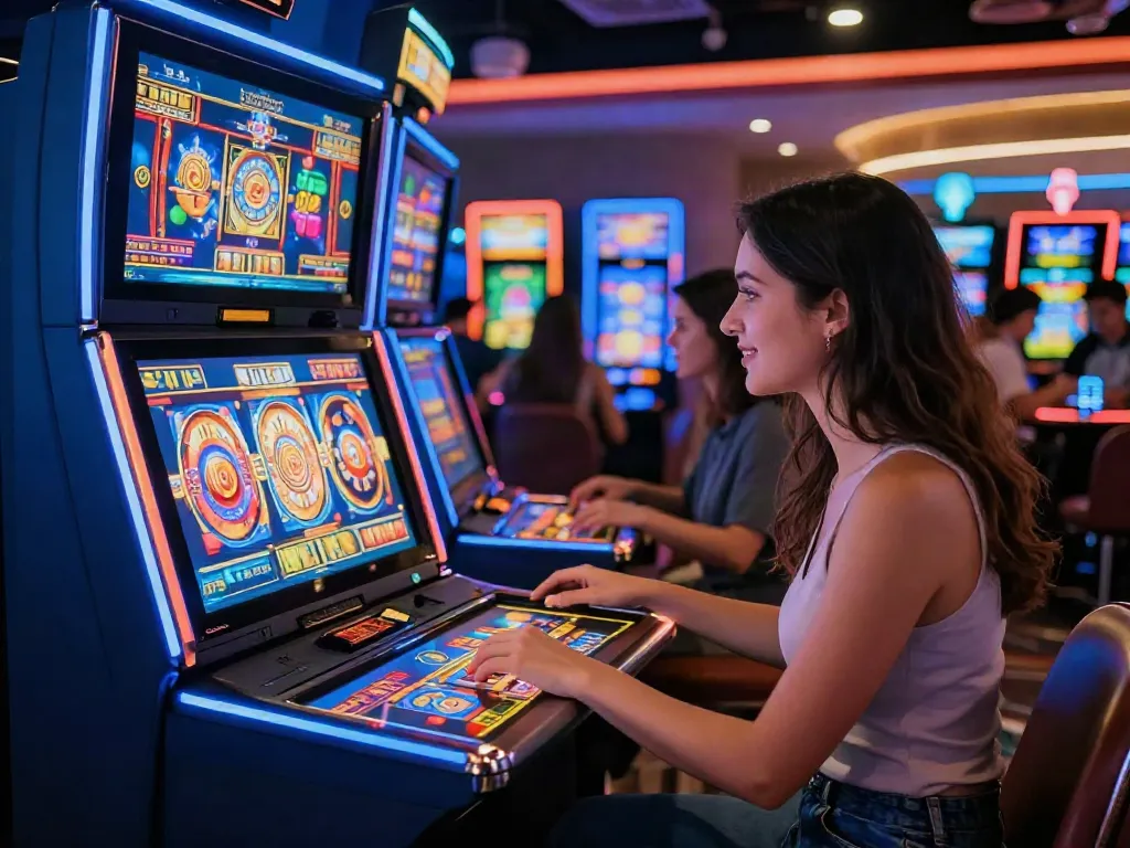 Engaging online casino scene highlighting สล็อตเว็บตรง with vibrant graphics and excited players.
