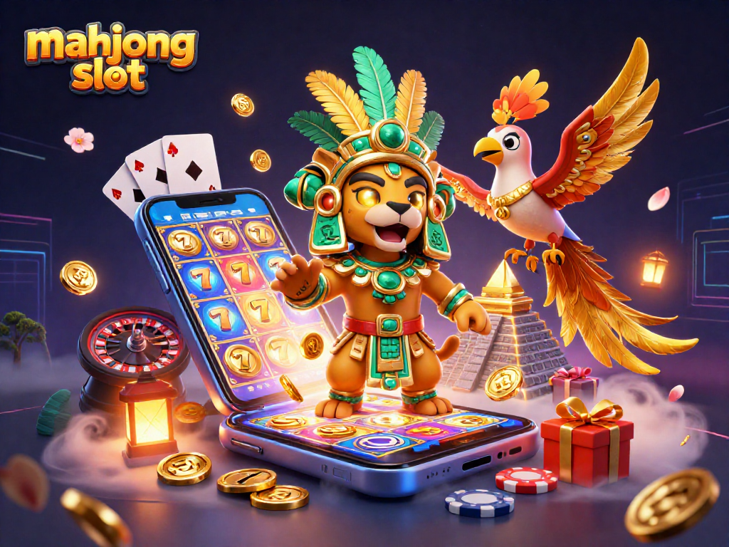 Experience exciting gameplay in a vibrant mahjong slot scene filled with animated characters and colorful casino elements.