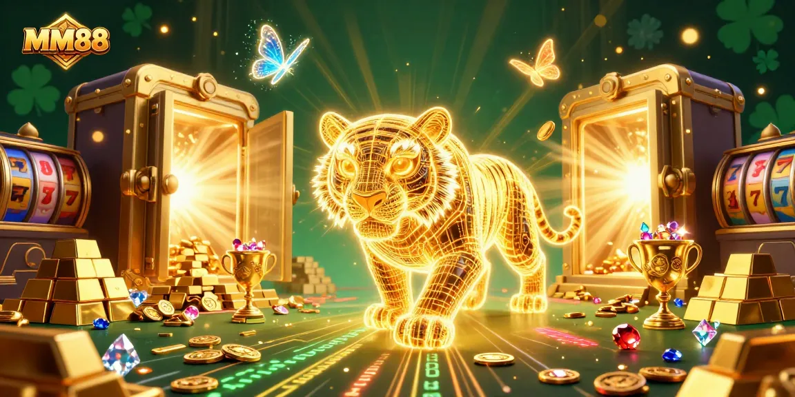 Experience thrilling jackpots with MM88's exciting 3D casino illustration showcasing vibrant gameplay.