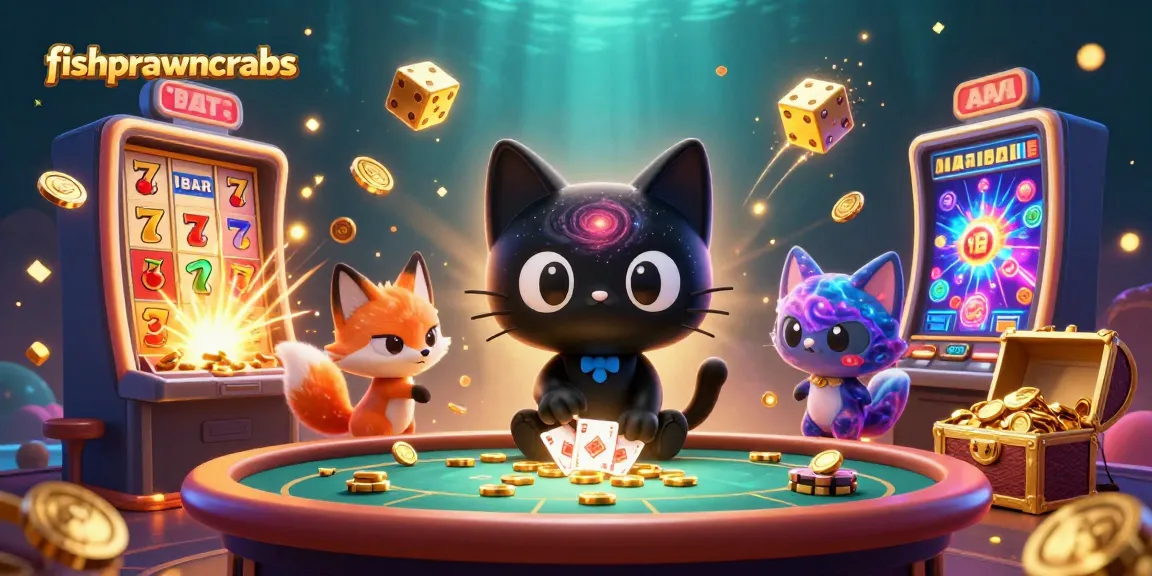 Engage in thrilling fishprawncrabs gameplay with rich visuals of a cosmic casino scene featuring characters and vibrant symbols.
