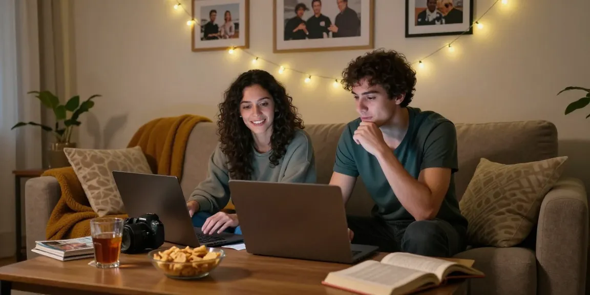 Engaging in a sex chat in a cozy setting, creating an intimate virtual connection.