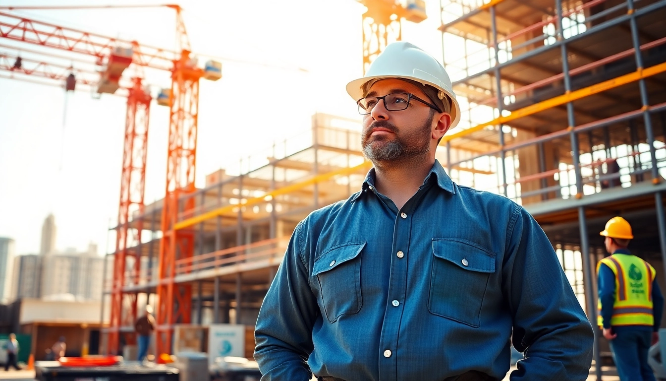 Professional Manhattan General Contractor managing a lively construction site with cranes and workers.
