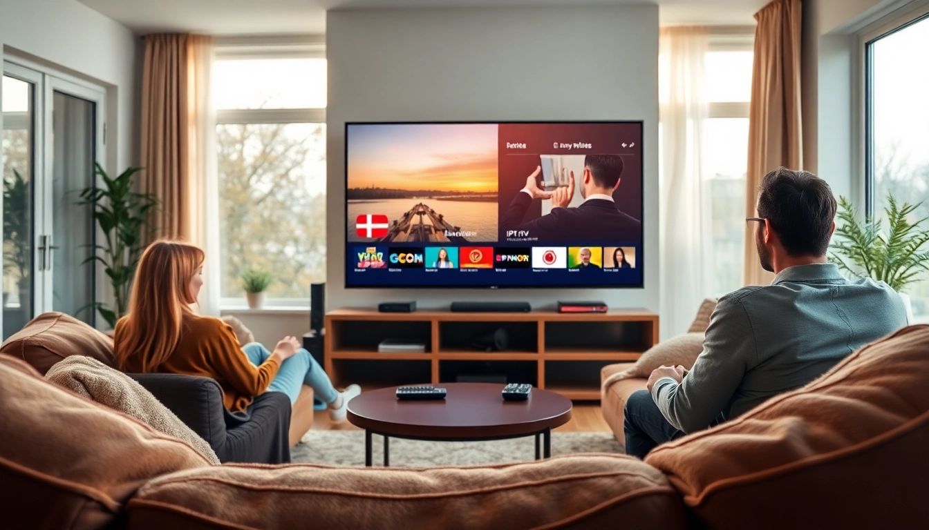 Experience the excitement of iptv Denmark with a family enjoying quality time in a cozy living room.