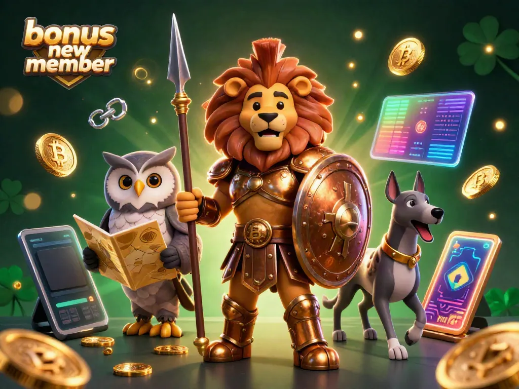 Engaging scene showcasing a Spartan lion and an owl strategist in a vibrant casino environment, highlighting the bonus new member offer.