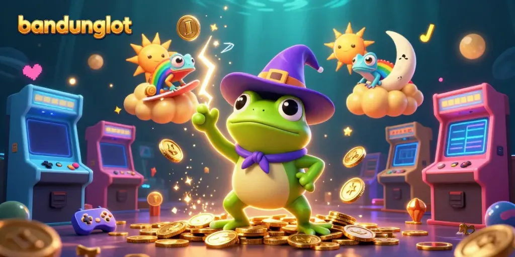 Experience the thrilling world of gaming with bandungslot, featuring vibrant characters amidst gold coins.