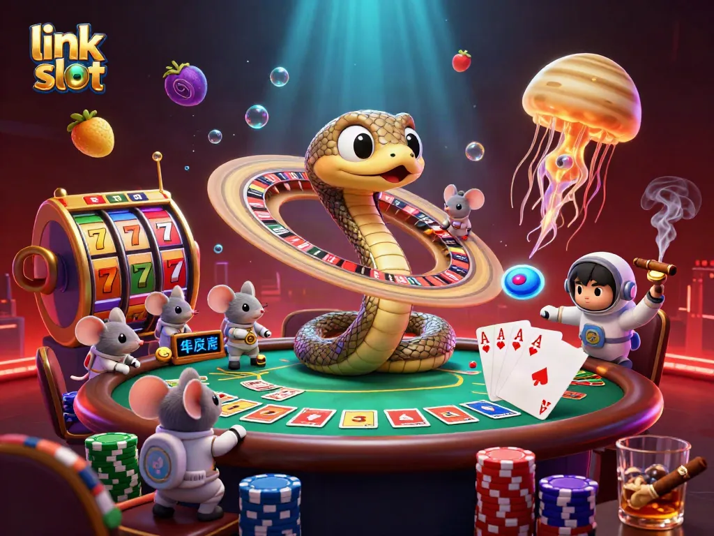 Menggali keseruan bermain slot dengan link slot dalam ilustrasi kartun 3D yang dinamis.