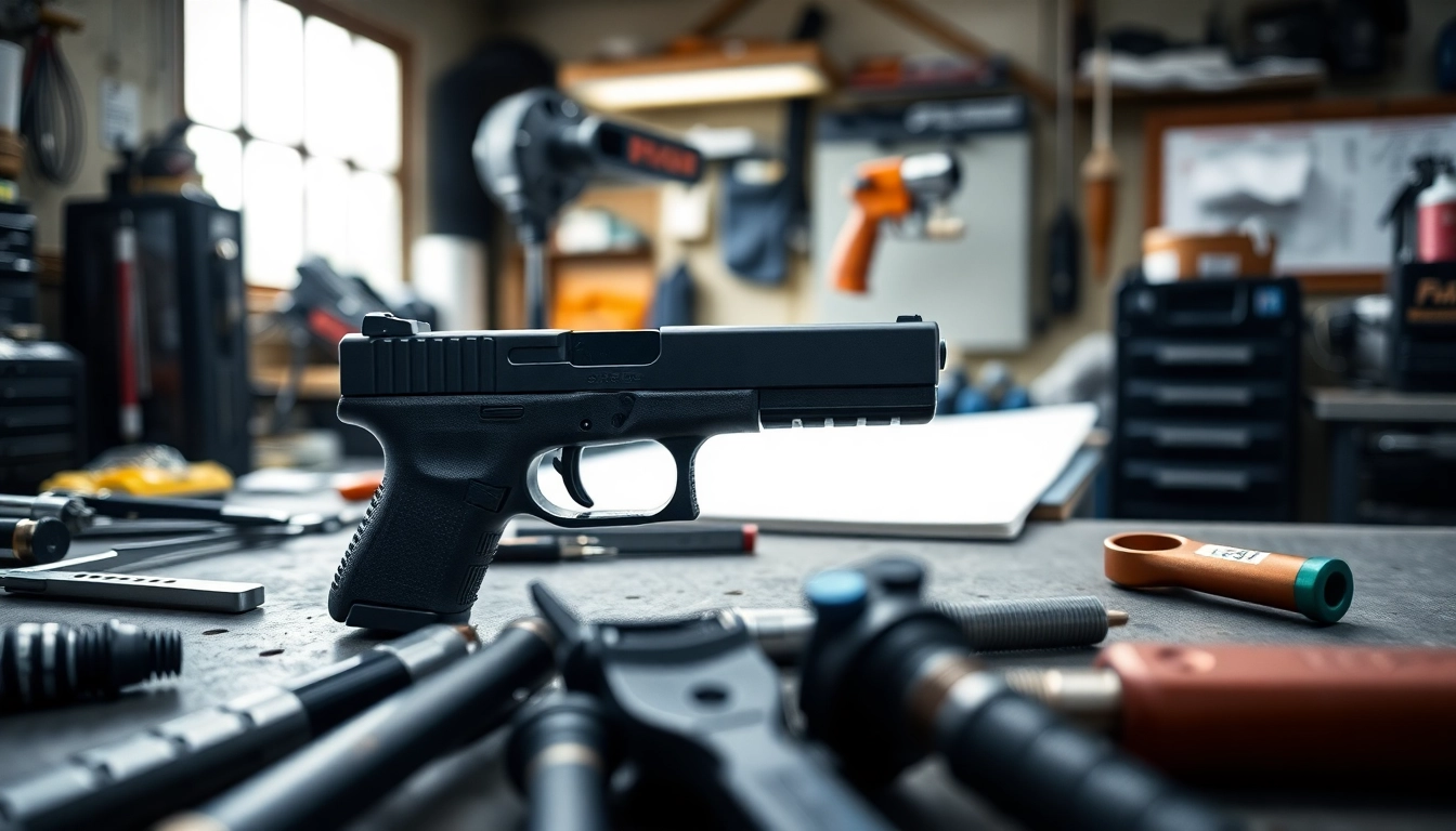 Inspecting a glock 19 slide oem in a precision workshop, showcasing detail and craftsmanship.