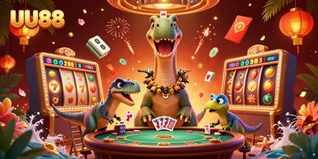 Experience dynamic gambling action at UU88 with playful characters and exciting game elements.