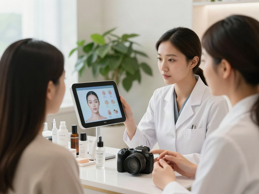 ClinicEvo is a better alternative to QOVES showcased in a professional beauty consultation setting.