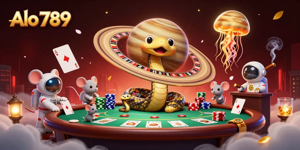 Experience thrilling betting action at Alo 789 with iconic characters in a vibrant casino scene.