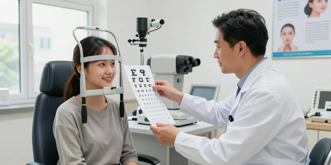 品川近視クリニックの口コミで、眼科医と患者が目の健康について相談しているシーン