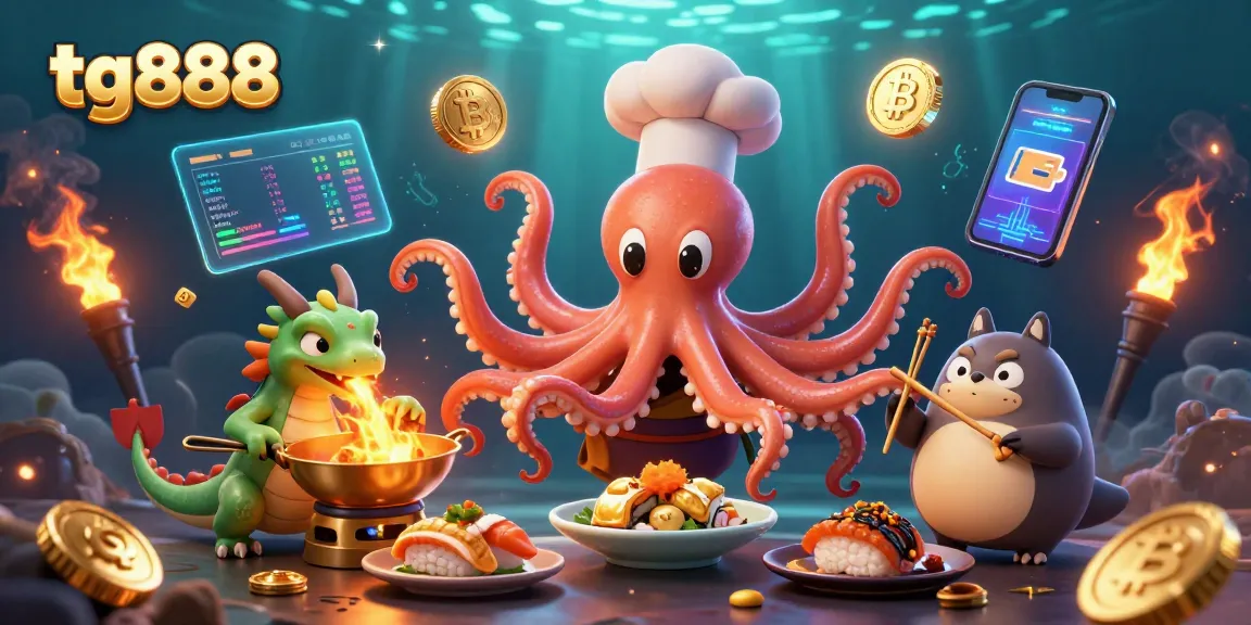 Experience thrilling gambling with tg888 featuring vibrant characters and crypto elements.