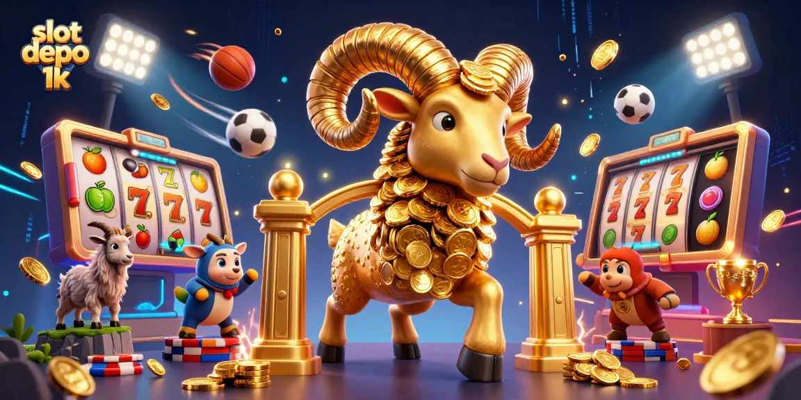 Slot depo 1k dengan ilustrasi menarik, menampilkan warna cerah dan efek lampu neon.