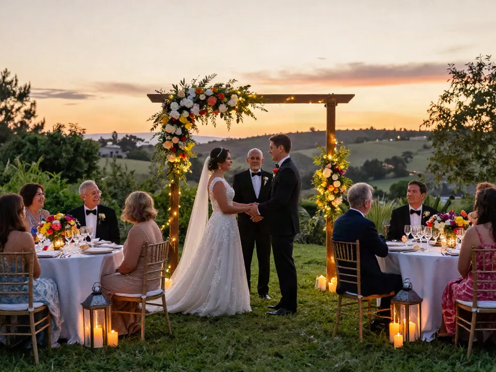 Event rental KSA showcasing an elegant wedding ceremony setup, highlighting beautiful decor and joyful celebration atmosphere.
