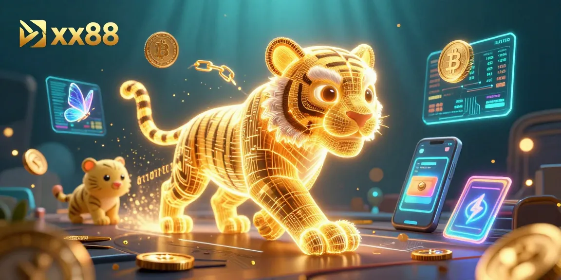 Experience the immersive xx88 game universe with golden tigers and crypto elements.